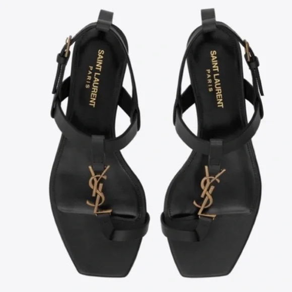 Saint Laurent Black Cassandra Sandals GUC size 6 - Picture 1 of 4
